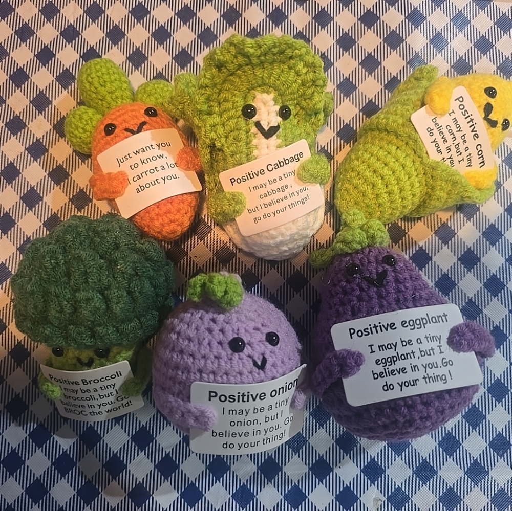 Crocheted Vegetable Plush Set Positive Pack Of 6